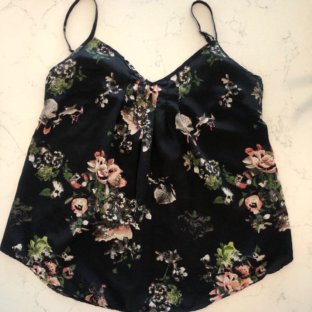 Aritzia Talula Black Floral Top XS